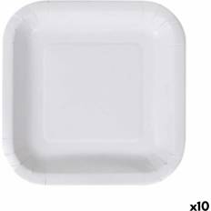 White Plates, Cups & Cutlery Algon Disposable White Cardboard Squared 20 cm 10 Units