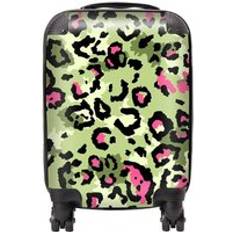 Luggage Warren Reed Green And Pink Leopard Print Suitcase Small