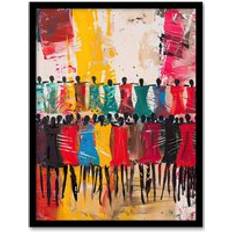 Framed Art ARTERY8 Traditional African Choir Oil Painting A4 Framed Art
