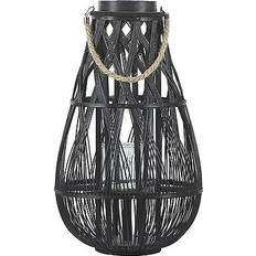 Bamboo Lanterns Beliani Dekolaterne Schwarz 34 x 56 cm Glas mit Holz Laterne