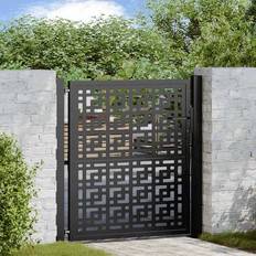vidaXL Gartentor Schwarz 105x106 cm Stahl Kreuz-Design