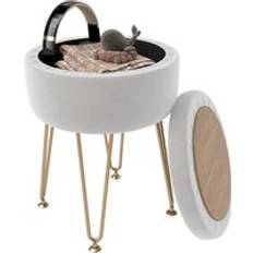 Homcom 5L Velvet Footstool with Lid Foot Stool