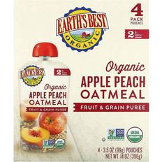 Earth's Best Organic Apple Peach Oatmeal Fruit & Grain Puree 6+ Months 396g 4pcs