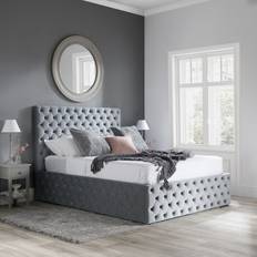 Happy Beds Kingston Grey Velvet Ottoman Storage Frame Bed
