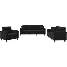 Bank 3-Zits - Bankstel Banken vidaXL 3202305 Black Sofa 210cm 3pcs 2 Seater, 3 Seater