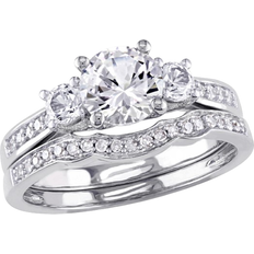 Womens sapphire rings Gem & Harmony Lab Created Engagement Ring - White Gold/Diamond/Sapphire