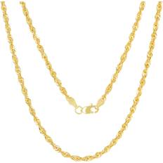 14k - Men Necklaces Nuragold Diamond Cut Rope Chain Lightweight Necklace 3mm - Gold