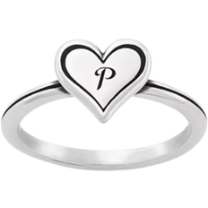 James Avery Delicate Heart Initial Ring - Silver/Black
