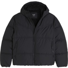 Faux Fur Lined Puffer Jacket - Black