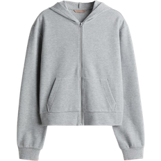 H&M Waffled Zip Through Hoodie - Light Grey Marl