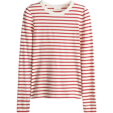 H&M Ribbed Jersey Top - White/Red Striped