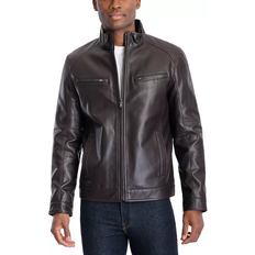 Leather Jackets - Men Michael Kors Perforated Faux Leather Moto Jacket - Espresso