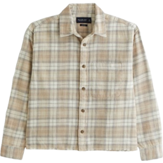 Flannel Abercrombie & Fitch Cropped Flannel - Cream Plaid