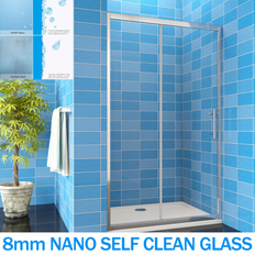 Showers Aica 1500 x 1850 mm 6m Sliding Door Walk In Shower Enclosure