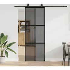 Svart Skjutdörrar vidaXL Med Beslag Svart 76x205 cm Härdat Glas Skjutdörr (x)