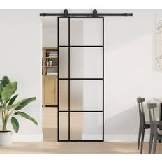 Svart Skjutdörrar vidaXL Med Monteringssett Svart 76x205 cm ESG-glass Skyvedør (x)