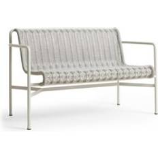 Hay Palissade Cord Dining Bench Med Armlæn Sky Grey Havebænk