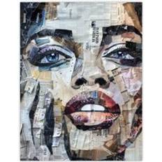 Grey Posters ARTERY8 Wall Art Print Woman Face Newspaper Collage Portrait W18 inch x H24 inch Poster