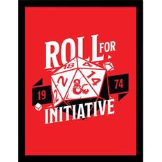 Glass Framed Art Dungeons & Dragons Roll For Initiative 1974 Poster 40 cm x Red/White Framed Art