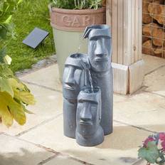 Garden Ornaments Smart-Solar Easter Island Falls Size 51 cm Grey