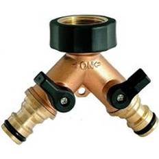 Garden Mile 2 Way Double Tap Hose Adapter Twin Splitter Brass Connector 3/4 Adapters