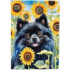 Caroline's Treasures Pomeranian in Sunflowers House Flag Large Porch Sleeve Yard Banner