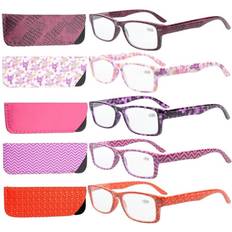 Reading Glasses Eyekepper 5-Pack Spring Hinges Patterned Rectangular Reading Glasses Readers