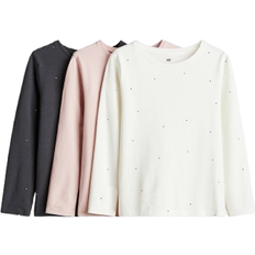 H&M Kid's Long Sleeved Tops 3-pack - Dark Grey/Light Pink Spotted (0575156074)