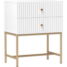 White Bedside Tables Homcom Modern with 2 Drawers Bedside Table