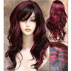 Hair Products Evlution Nutrition Womens Hair Wig Ombre Synthetic Black Red Medium Length