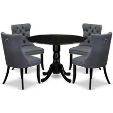 Black Dining Sets East West Furniture DLDA5-BLK-13 Black Dining Set 42" 5pcs