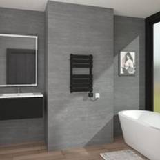 Heated Towel Rails WarmeHaus WiFi Touch Screen Thermostatic Towel Rail 650 x 400 mm Black
