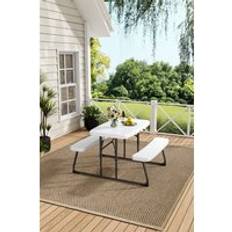 Beige Kids Outdoor Furnitures H&O Direct Outdoor Picnic Foldable Table and Bench Set for Kids - Beige