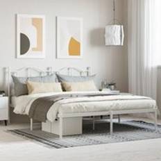 Beds & Mattresses Berkfield Home Metal Bed Frame with Headboard 183x213 cm White