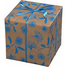 Presentpapper På Rulle 10 m x 57 cm Blå Blommor