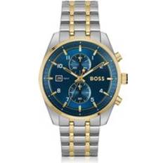BOSS Two-Tone Chronograph Watch Blue Dial