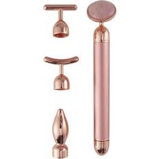 Pink Gua Sha & Facial Massage Rollers HGO 4 In 1 Vibrating Rose Quartz T/V Shaped Lifting Beauty Bar Massager