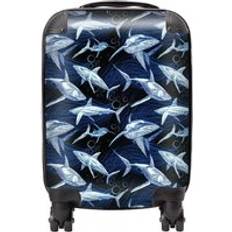 Multicoloured Luggage Warren Reed Hand Drawn Shark Pattern Suitcase Blue Small