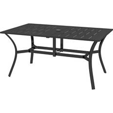 OutSunny Outdoor Dining Table with Umbrella Hole Black