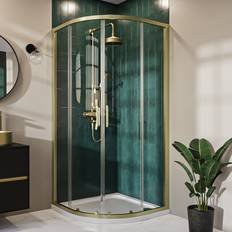 Brushed Brass 8mm Glass Quadrant Shower Enclosure 800mm