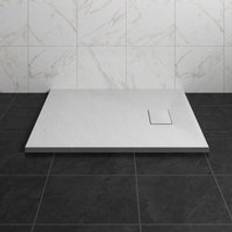 900 x 800 mm smc White Rectangle Slate Effect Bathroom Shower Tray