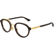 Bottega Veneta BV1375O 002 Tortoiseshell Size Free Lenses HSA/FSA Insurance Blue Light Block Available Gold (50)