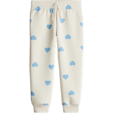 H&M Kid's Brushed Inside Joggers - Cream/Hearts (1237254012)