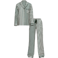 Sleepwear Victoria's Secret Glazed Satin Long Pajama Set - Botanical Green Iconic Stripe