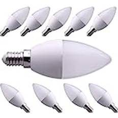 10 x LED Lampor E14 Candle Light C37 7W Equivalent to 60W Cool White 6000K
