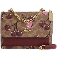 Coach Mini Klare Crossbody Bag In Signature Canvas With Cherry Print - Gold/Tan Multi