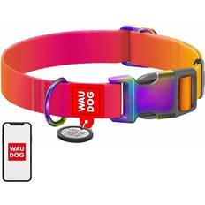 Waudog Nylon Dog Collar with QR Code 15 mm Wide 25-35 cm Long Blue