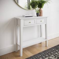 Small Narrow White Wood with Drawers ELM008B Console Table