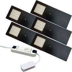 Black Furniture Lighting Loops 5x Matt Black Slim Under Cabinet Kitchen Light & Driver Kit - Natural White LED Furniture Lighting