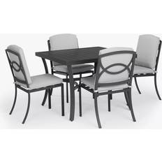 John Lewis Marlow Aluminium 4-Seater Square Garden Table & Chairs Black/Grey Patio Dining Set